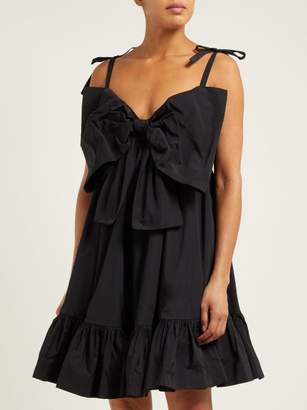 MSGM Bow Embellished Ruffled Poplin Dress - Womens - Black