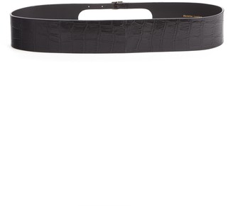 Dries Van Noten Double Buckle Croc Embossed Leather Belt