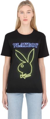 Playboy Bunny Print Cotton Jersey T-Shirt