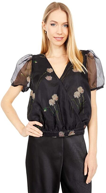 Madewell Silk Organza Puff-Sleeve Wrap Top in Aster Portrait Women's  Clothing - ShopStyle