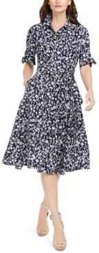 calvin klein floral chiffon shirtdress