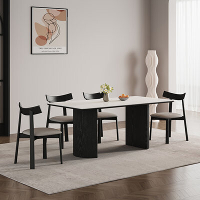 LABAORRY French retro simple rectangular dining table set