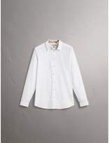 Thumbnail for your product : Burberry Check Detail Stretch Cotton Shirt