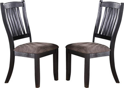 Darby Home Co Dark Coffee Classic Wood Kitchen Dining Room Set Of 2 Side Chairs Fabric Upholstered Seat Unique Design Back