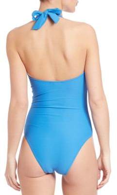 Heidi Klein One-Piece Textured Halter Swimsuit