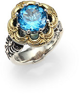 Thumbnail for your product : Konstantino Hermione Blue Topaz, 18K Yellow Gold & Sterling Silver Floral Ring