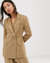 Thumbnail for your product : ASOS DESIGN camel stripe suit blazer with popper fastening