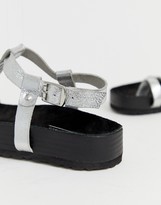 Thumbnail for your product : ASOS DESIGN Filmore premium leather minimal footbed toe loop sandals