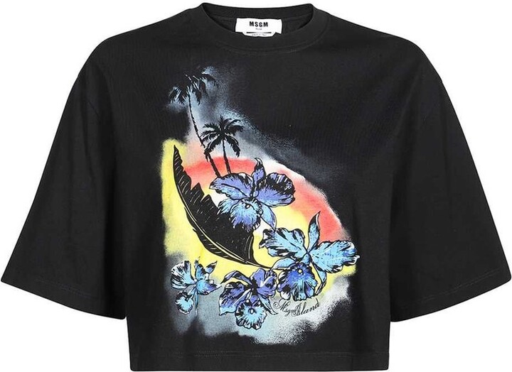 MSGM Graphic Printed Crewneck Top