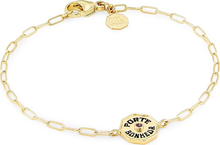 Women's Je Porte Bonheur 14K Yellow Gold & Tanzanite Paper Clip Chain Bracelet - Tanzanite