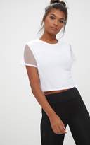 Thumbnail for your product : PrettyLittleThing White Fishnet & Jersey Crop Top