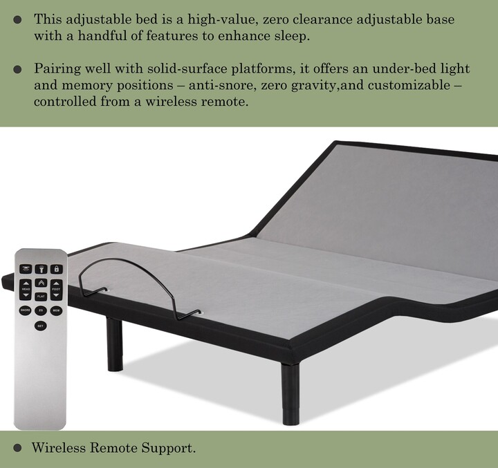 2" Adjustable Profile Base with Head Tilt, AntiSnore, Zero
