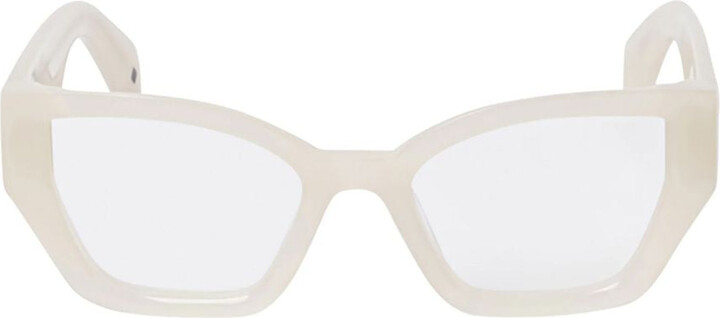 Off-White Oerj07Q Style 7Q Squared Geometric Sunglasses In Glossy Beige Acetate