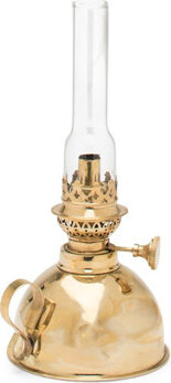 Kings County Tools Oil Lamp - 9” Tall Lamp with Antique-Style Brass Body and Glass Chimney - Decorative Kerosene Lantern with Adjustable Wick - Oil Lamps for Indoor or O