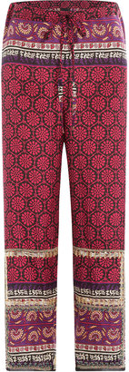 Anna Sui Silk-Cotton Woodblock Mixed Print Pants