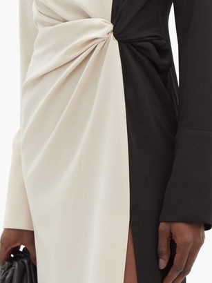 16Arlington Morie Bi-colour Gathered Fluid-crepe Dress - Black Beige