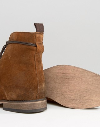 ASOS Lace Up Boots In Tan Suede With Natural Sole