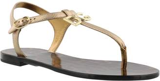 Dolce & Gabbana Logo Paint Leather Thong Sandal