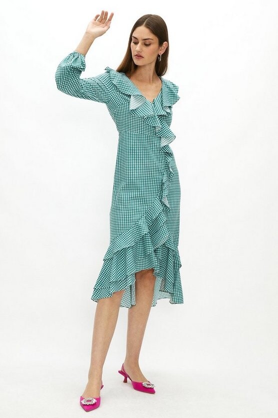 coast green ruffle dress