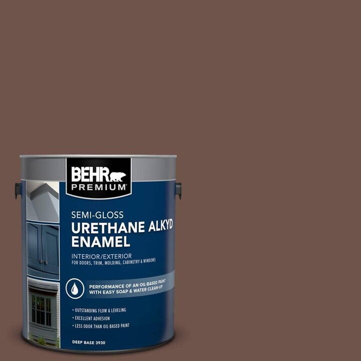 BEHR PREMIUM 1 gal. #N150-6 Coffee Beans Urethane Alkyd Semi-Gloss Enamel Interior/Exterior Paint