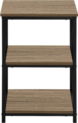 Ebern Designs Taupe 3 Table, Square Tabletop With Shelves, Black Metal X-shaped Base, Versatile For Bedroom And Living Room Modern Construction, Functional