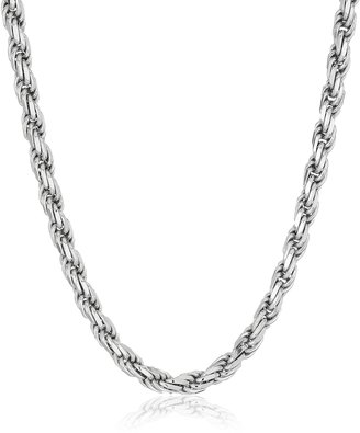 Amazon Collection Sterling Ladies Italian 2.8 mm Diamond-Cut Rope Chain Necklace, 20"