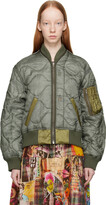 Thumbnail for your product : R 13 Khaki Refurbished Quilt Bomber Jacket