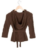 Thumbnail for your product : Bonpoint Girls' Hooded Cable Knit Sweater