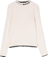 Thumbnail for your product : Msgm Kids TEEN logo-print ribbed jumper
