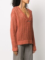 Thumbnail for your product : Brunello Cucinelli V-neck open knit sweater