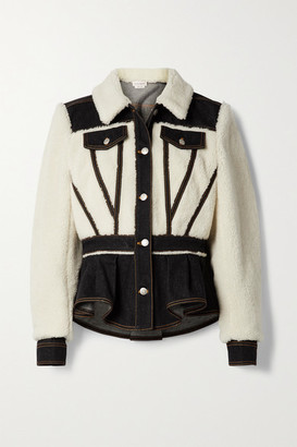 Alexander McQueen Paneled Wool-blend And Denim Jacket - Ivory