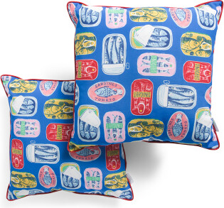 18x18 2pk Indoor Outdoor Sintra Sardines Pillows | Polyester