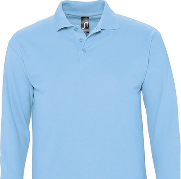 slaaf component ongezond SOLS SOLS Mens Winter II Long Sleeve Pique Cotton Polo Shirt (Sky) -  ShopStyle