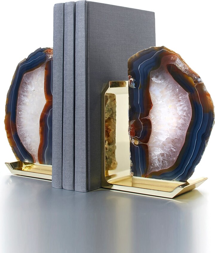 ANNA New York Fim Agate & Brass Bookends