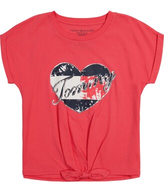 Tommy Hilfiger Toddler Girls Foil Logo Heart Tie-Front T-shirt - ShopStyle