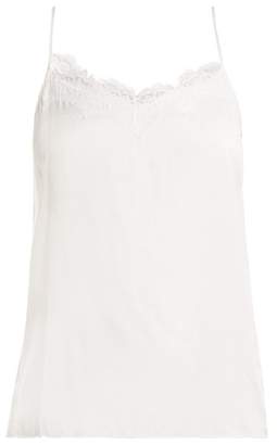 Icons Peony Lace Trimmed Silk Satin Cami Top - Womens - White