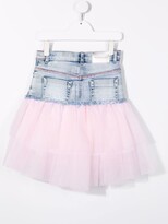 Thumbnail for your product : MonnaLisa Tulle-Panel Denim Skirt