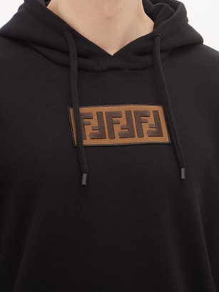 Fendi Logo-applique Cotton-blend Hooded Sweatshirt - Black