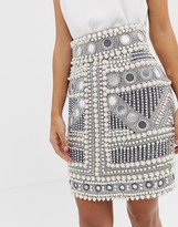 Thumbnail for your product : ASOS EDITION mirror and pearl mini skirt