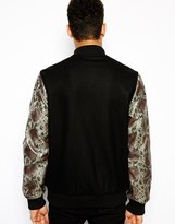 Thumbnail for your product : Criminal Damage Varsity Jacket with Snakeskin Sleeves