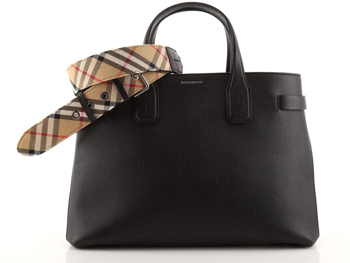 the medium banner in leather and vintage check