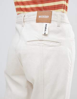 Weekday Limited Collection mom jeans with front seam and slit hem with organic cotton