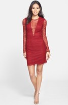 Thumbnail for your product : Cynthia Rowley Plunging V Lace Sheath Dress