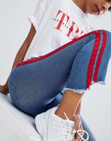 Thumbnail for your product : Only Petite straight leg crop jean with sports stripe in blue