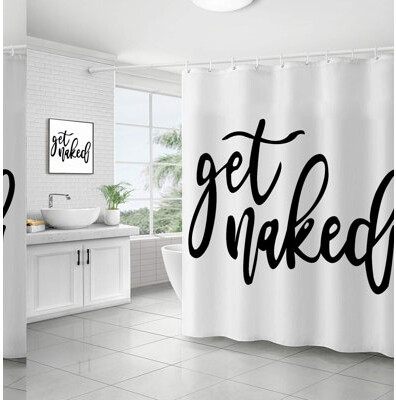 East Urban Home Get Naked Waffle Black Shower Curtain - Durable Waterproof and Cute Bath Decor with Hooks