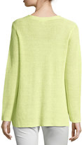 Thumbnail for your product : Eileen Fisher Long-Sleeve Organic Linen V-Neck Top