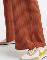 Thumbnail for your product : New Look ribbed full leg trouser in rust