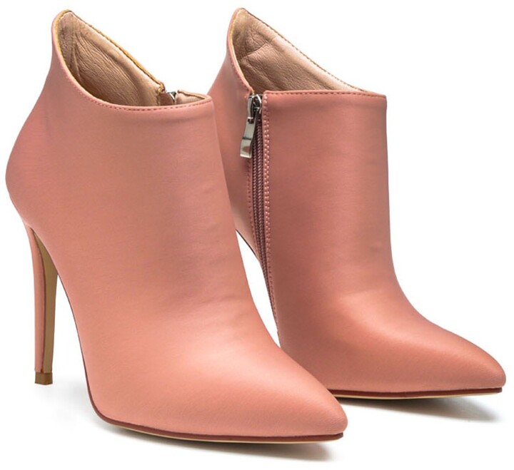 rose colored ankle boots