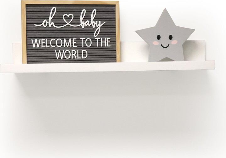 InPlace Shelving, 24Wx9Dx3.5H inch, Wood Deep Picture Ledge Shelf Wall-Mounted Shelves, White