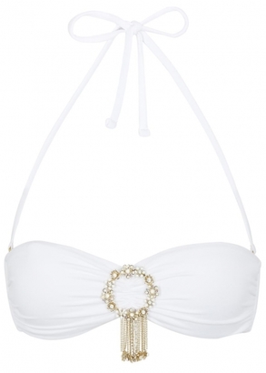 Emamo St Tropez white embellished bikini top
